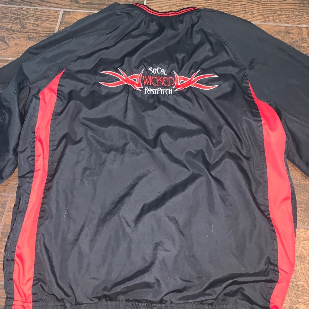 Red and black windbreaker